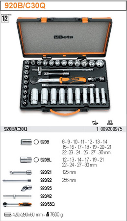 BETA ZESTAW NASADEK 1/2"35szt+AKCESORIA/920B/C30Q