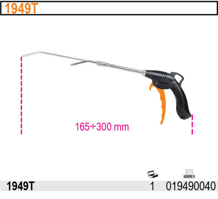 BETA PISTOLET DO PRZEDMUCHIWANIA Z DYSZĄ TELESKOPOWĄ MODEL 1949T L 165 - 300mm