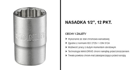 STANLEY NASADKA 1/2" 12-KĄTNA 12mm MAT