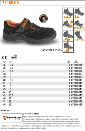 BETA SANDAŁY ROBOCZE ZAMSZOWE ROZMIAR 44 7216BKK
