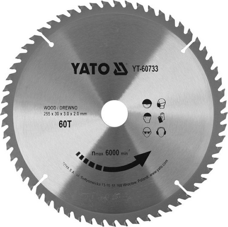 YATO PIŁA TARCZ.WID. 255*60*30    60733