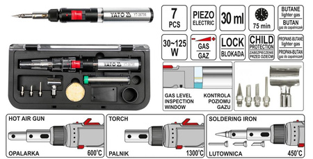 YATO LUTOWNICA GAZOWA 3w1 + AKCESORIA 36706