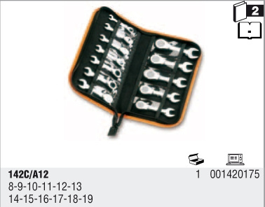 BETA KLUCZE PŁASKO-OCZKOWE Z MECHANIZMEM ZAPADKOWYM, PROSTE, KRÓTKIE 12szt