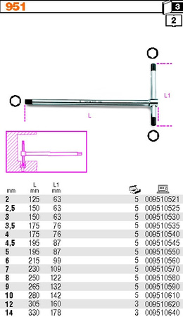 BETA KLUCZ TRZPIENIOWY TYPU T, SZEŚCIOKĄTNNY 8mm