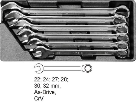 YATO WKŁADKA DO SZUFLADY KLUCZE PŁASKO-OCZKOWE 6 elem. 22-32mm  5532