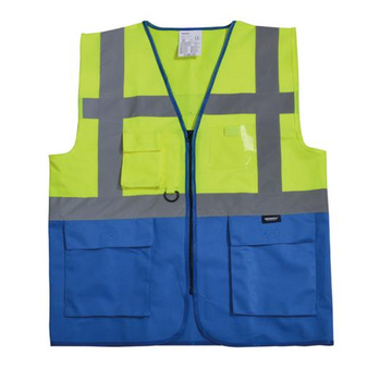KAMIZELKA OSTRZEGAWCZA ŻÓŁTO-NIEBIESKA XL