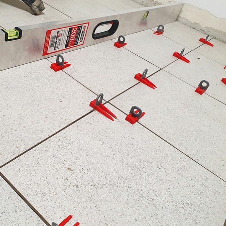 AWTOOLS SYSTEM POZIOMOWANIA PŁYTEK STANDARD 1,5mm - 7-15mm - KLIPS 300szt. + KLIN 100szt.