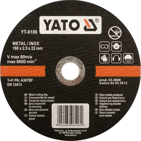 YATO TARCZA DO METALU INOX 230x1,9x22mm   6107