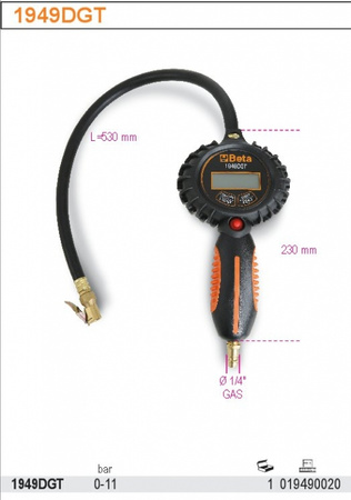 BETA PISTOLET DO POMPOWANIA Z MANOMETREM Z CYFROWYM ODCZYTEM 1949DGT