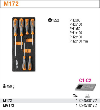 BETA ZESTAW WKRĘTAKÓW 6szt.W MIĘKKIM WKŁADZIE