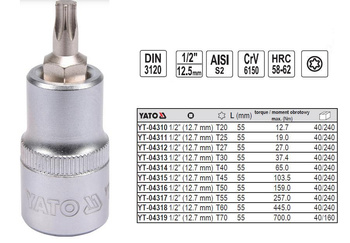 YATO KLUCZ TRZPIENIOWY TORX 1/2" T70x 55mm