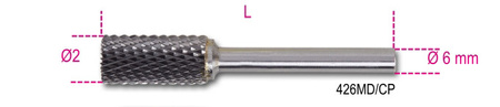 BETA PILNIK OBROTOWY Z WĘGLIKA SPIEKANEGO, WALCOWY  8 x 19 mm, TRZPIEŃ
6mm 426MD/CP8