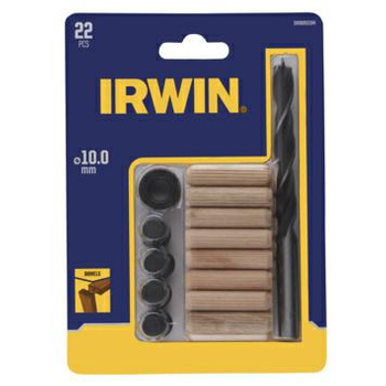 IRWIN WIERTŁA DO DREWNA 10mm kpl.22cz. Z WIERZCHOŁKIEM CENTRUJĄCYM, PIERŚCIENIEM OPOROWYM I ZNACZNI