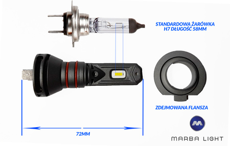 Żarówki LED H7 ML11H7 HOMOLOGACJA E13 4500LM CSP