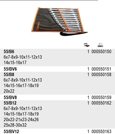 BETA KLUCZE PŁASKIE komplet 12szt 6-32mm