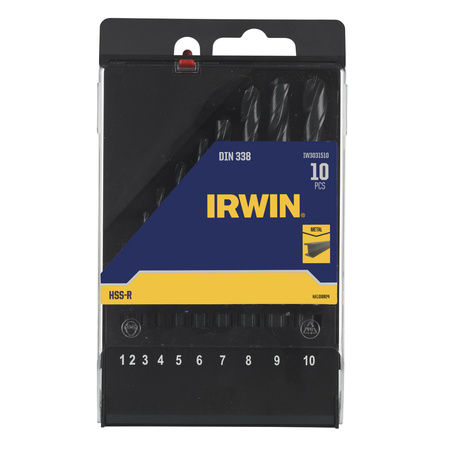 IRWIN WIERŁO METAL HSS-R DIN338 kpl.10szt. 1-2-3-4-5-6-7-8-9-10mm w kasecie