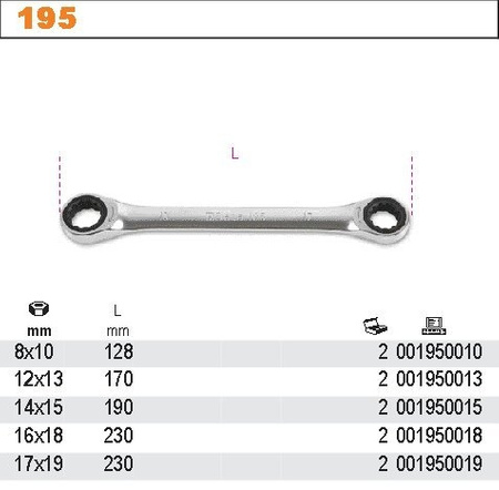 BETA KLUCZ OCZKOWY Z MECHANIZMEM ZAPADKOWYM, DWUSTRONNY, DWUNASTOKĄTNNY 8x10mm