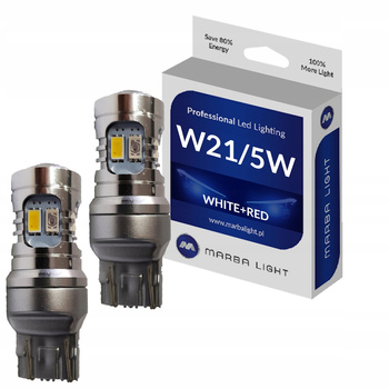Żarówki W21/5W 7443 LED BIAŁO CZERWONA USA