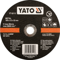 YATO TARCZA DO CIĘCIA METALU 230x2,0x22mm  5927
